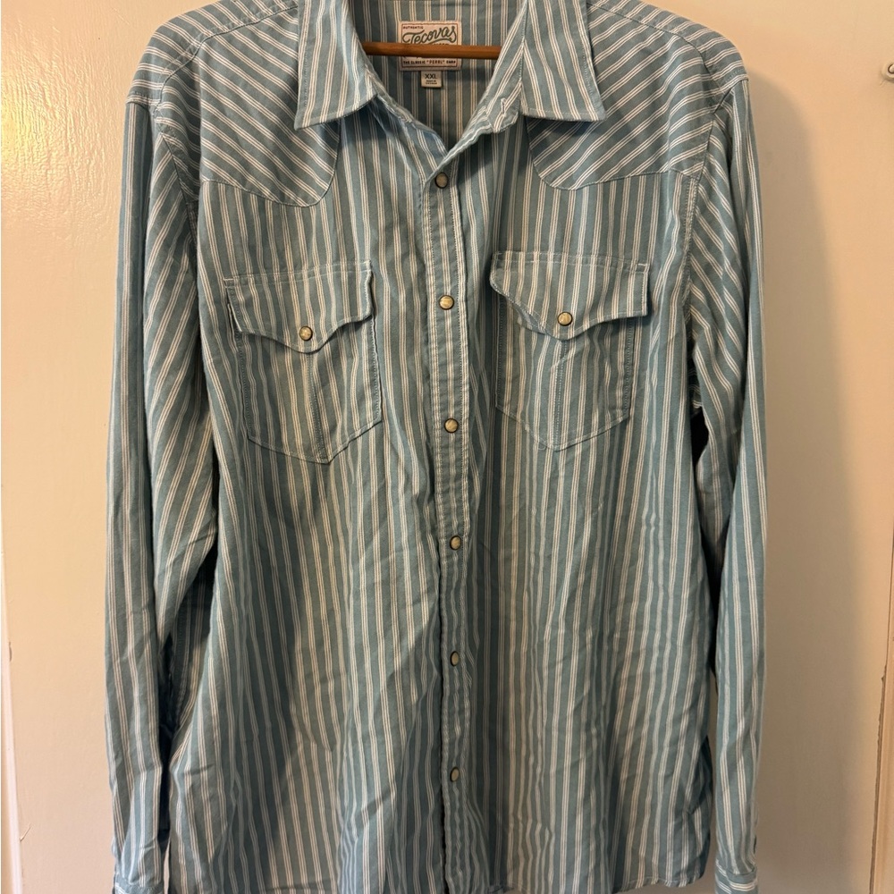 Tecovas Light Blue Striped Casual Shirt